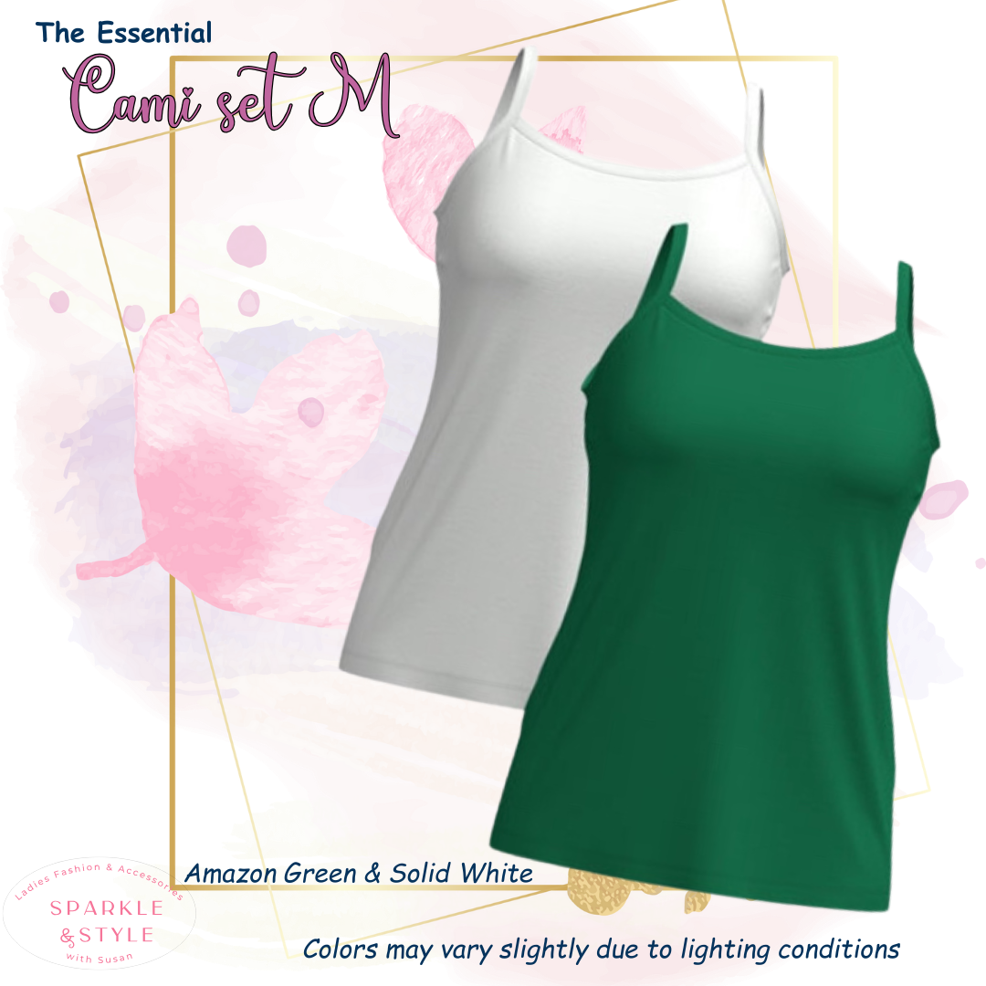 Cami - Solid Amazon Green and Solid White Brushed DTY