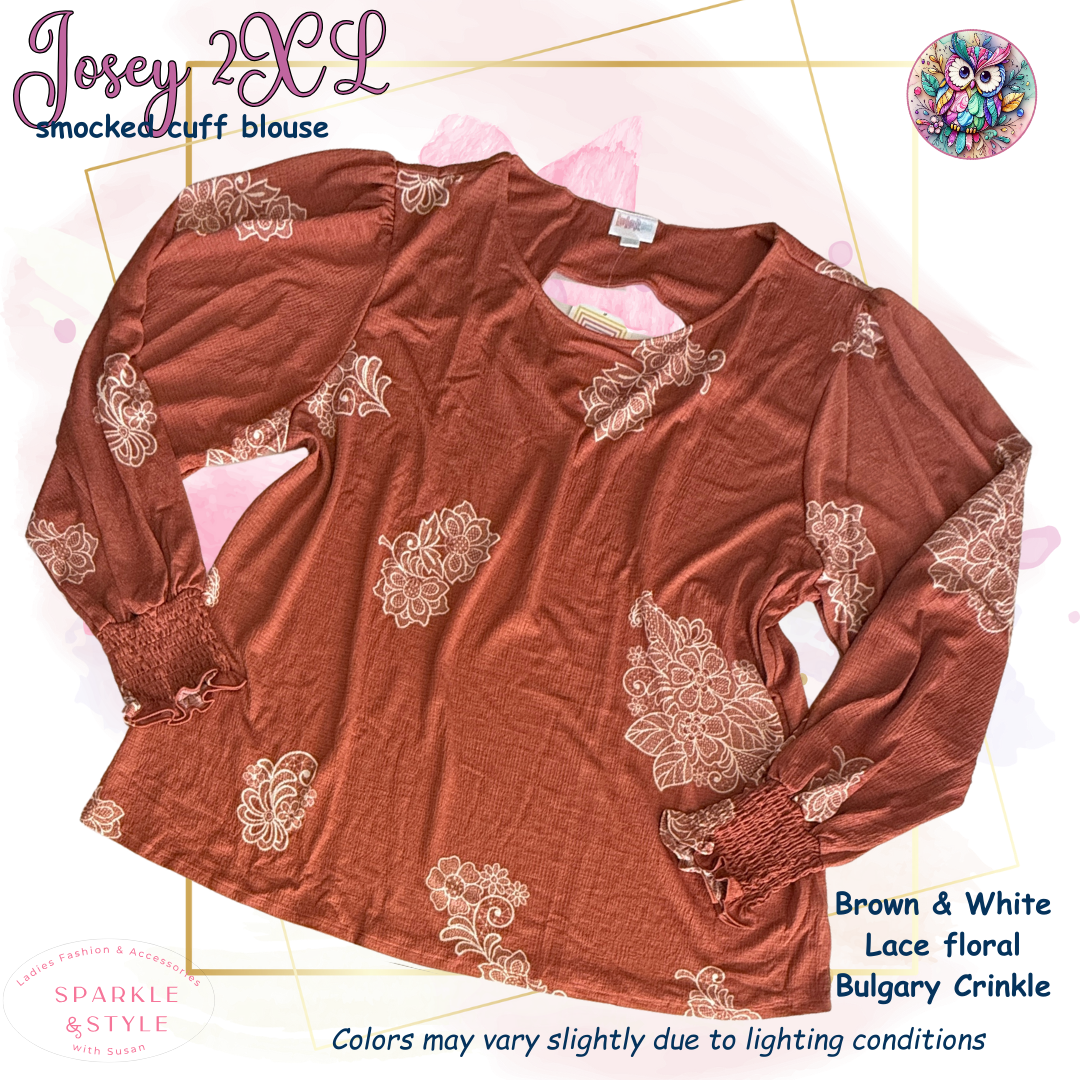 Josey - Brown Lace Floral Bulgary Crinkle