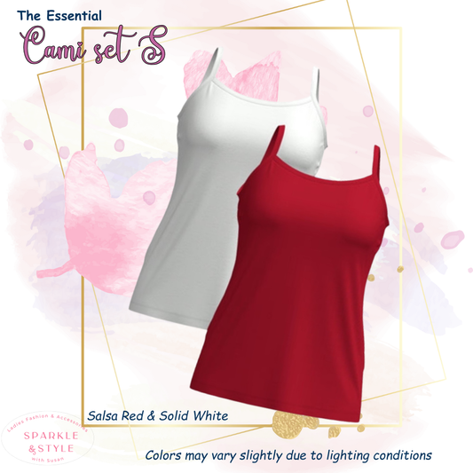 Cami - Solid Salsa Red and Solid White Brushed DTY