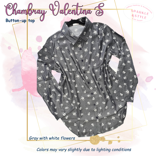 Chambray - Valentina - Navy White Ditsy Floral