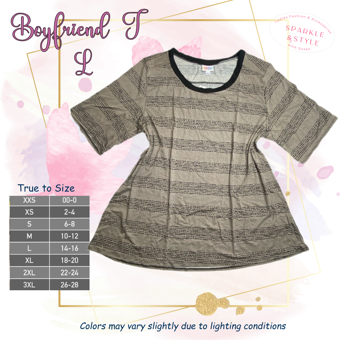 Boyfriend T - Tan Black Abstract Stripe