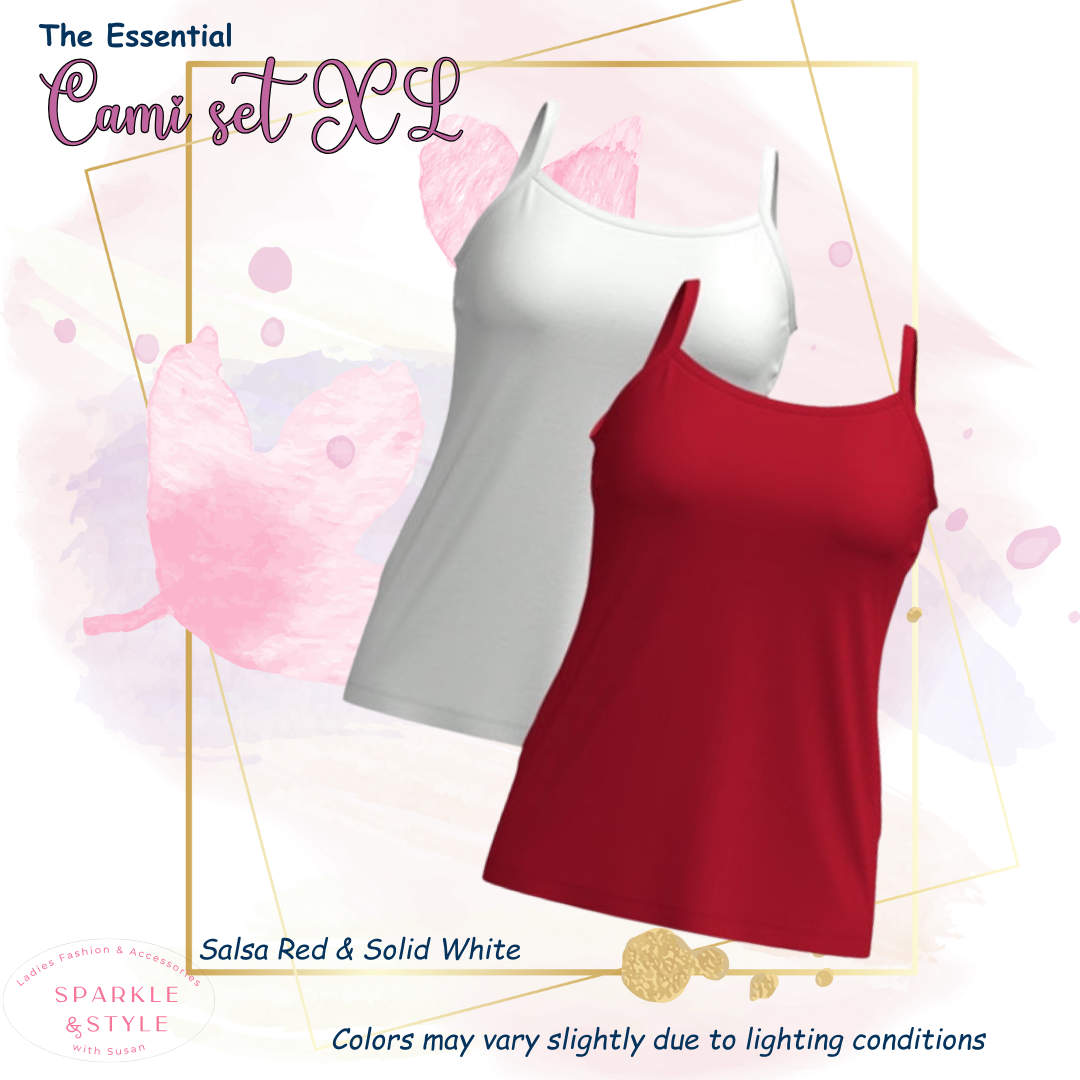 Cami - Solid Salsa Red and Solid White Brushed DTY