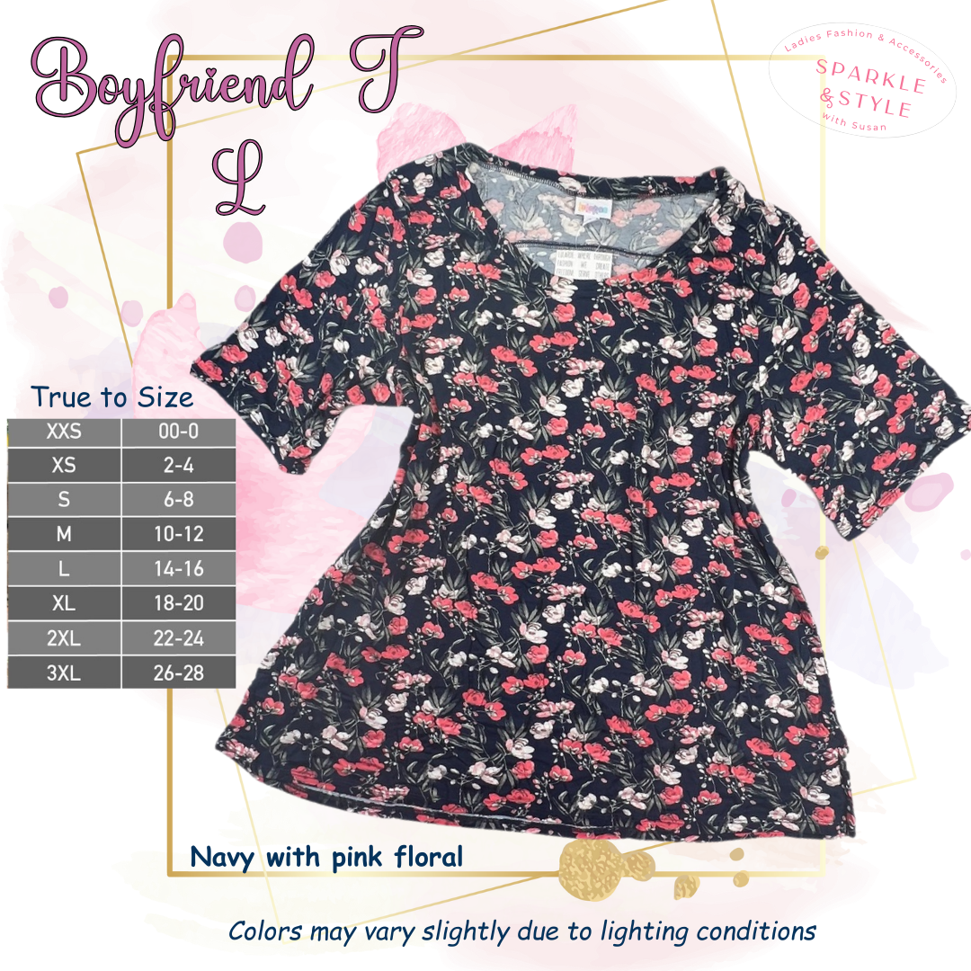 Boyfriend T - Navy Pink Floral