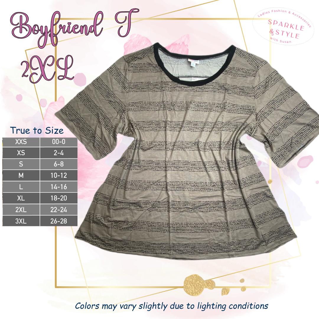 Boyfriend T - Tan Black Abstract Stripe