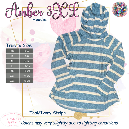 Amber - Teal Ivory Stripe