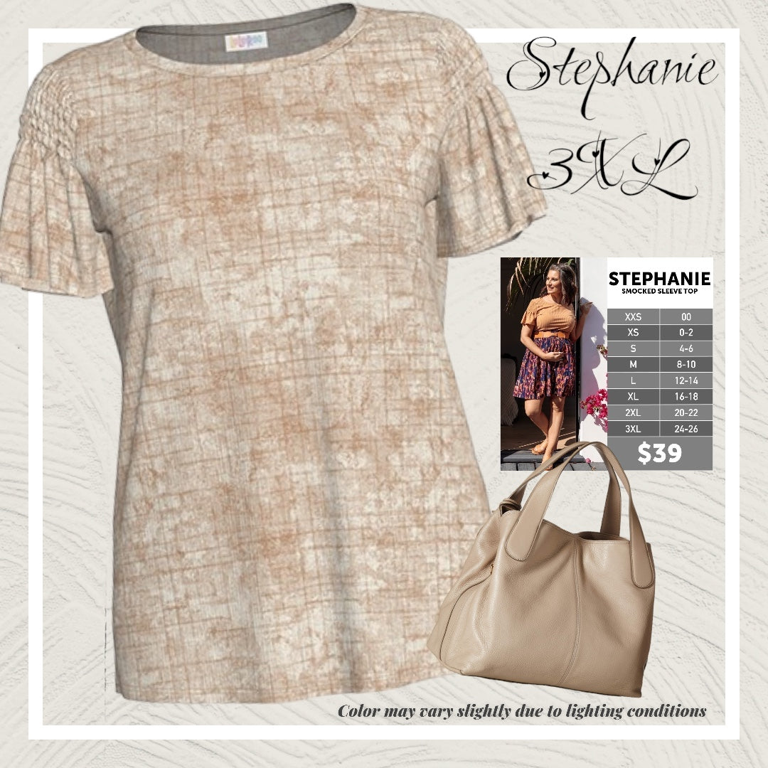 Stephanie - Tan Faux Woven Texture