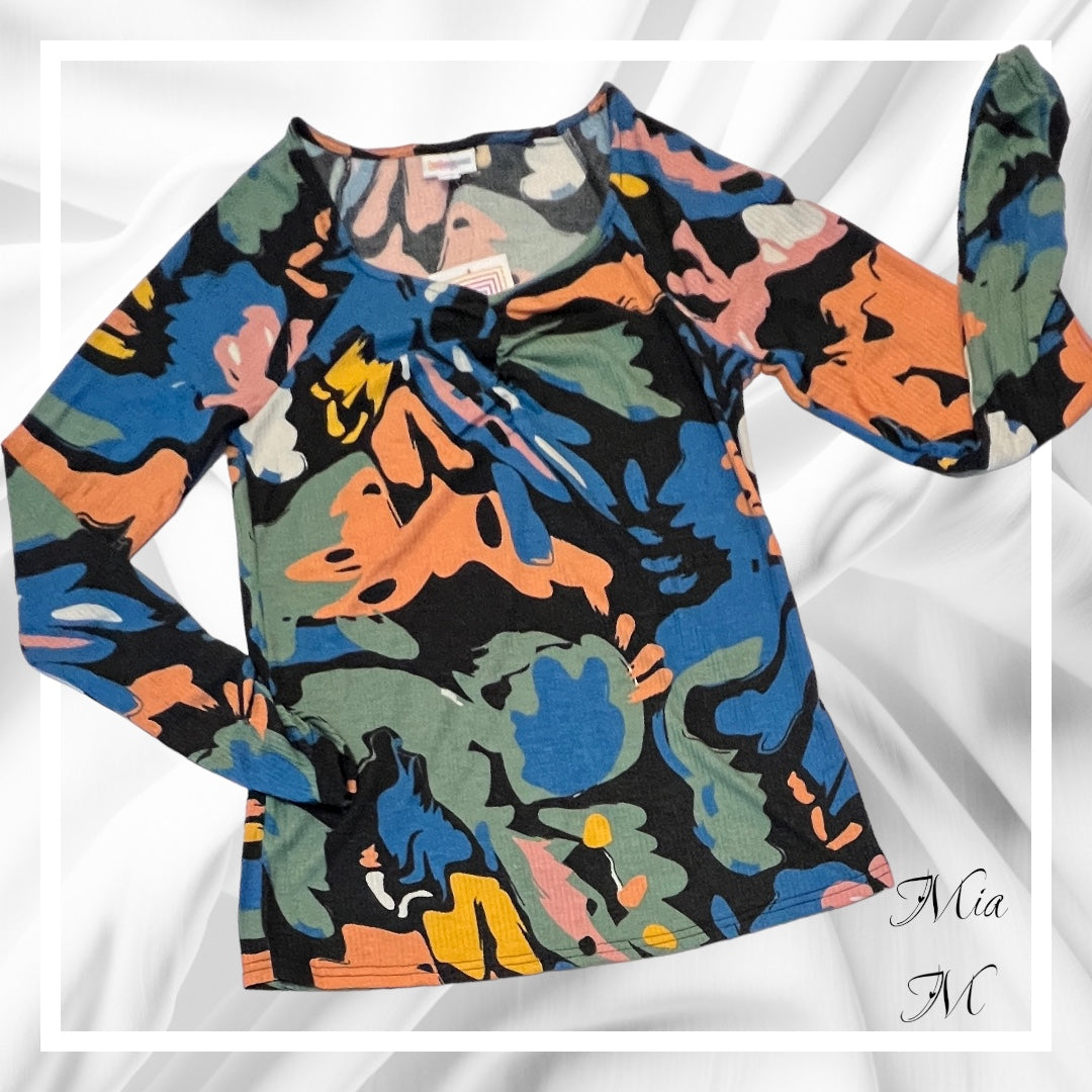 Mia - Black Peach Green Blue Abstract